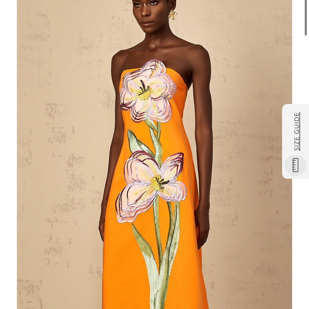 Orange Strapless Sheath Dress for Wedding Guest